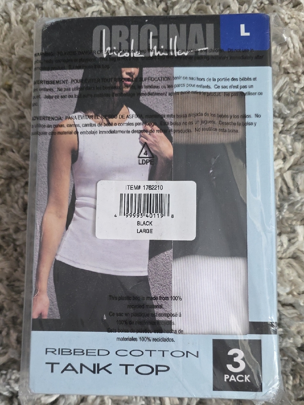 Nicole Miller Ribbed Cotton Tank Top-3 Pack